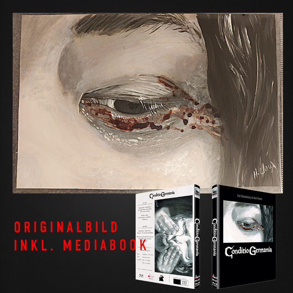 EINZELSTÜCK: Original Acryl-Gemälde zu CONDITIO GERMANIA – inkl. Mediabook Cover A – ACHTUNG: mit echtem Blut vom Künstler Nico Claux gemalt Mediabook Originales Acryl-Gemälde Frontcover inkl. Conditi